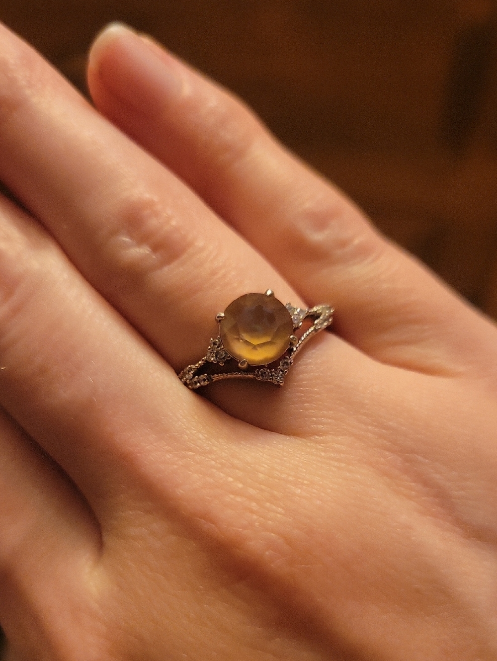Sterling Silver Gemstone Halo Ring